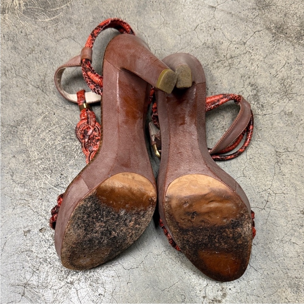 * COACH Simona snake-embossed leather platform sandals - Picture 7 of 7